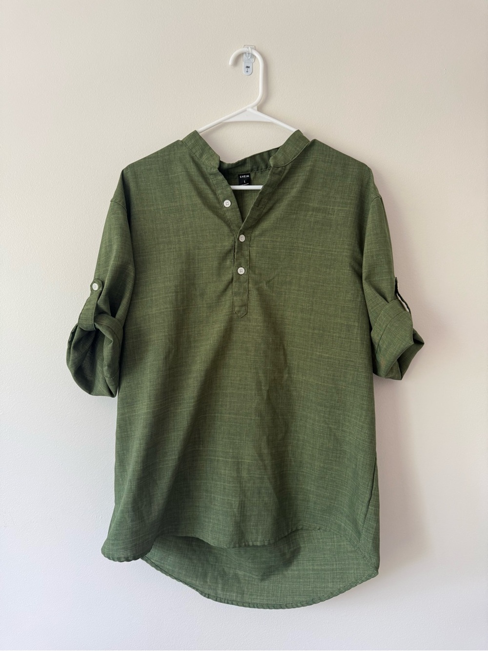 Mens Olive Green Henley Shirt